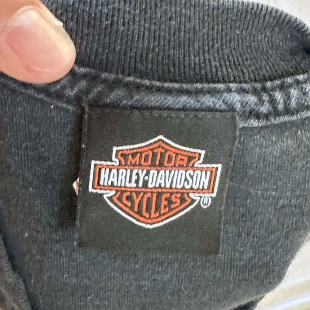 Harley-Davidson Black T-Shirt with Pocket Patch - Y2K Era